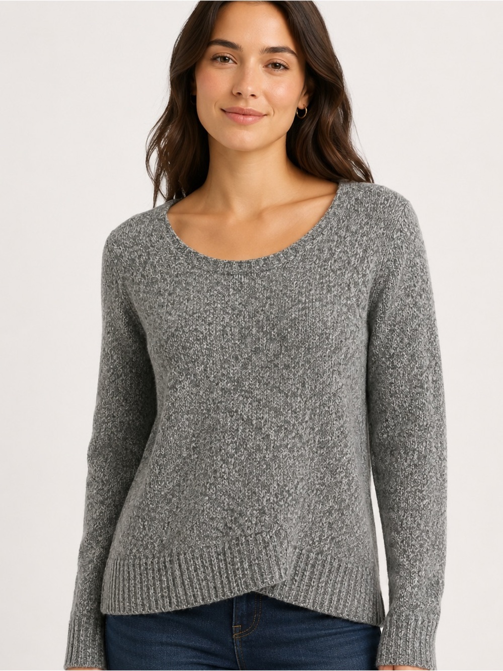 Tahari Women’s Gray Marled Knit Layered Sweater Size Medium Long Sleeve